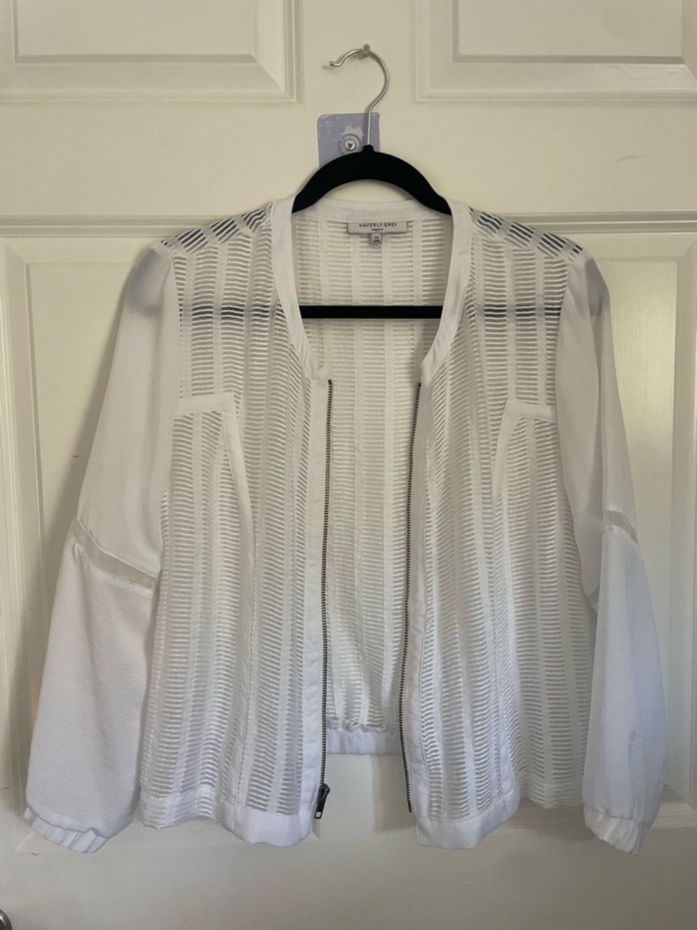 White Lightweight Sheer Zip Jacket